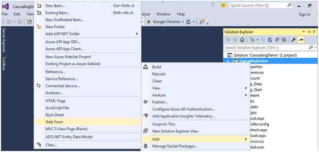 New ASP.NET Project dialog